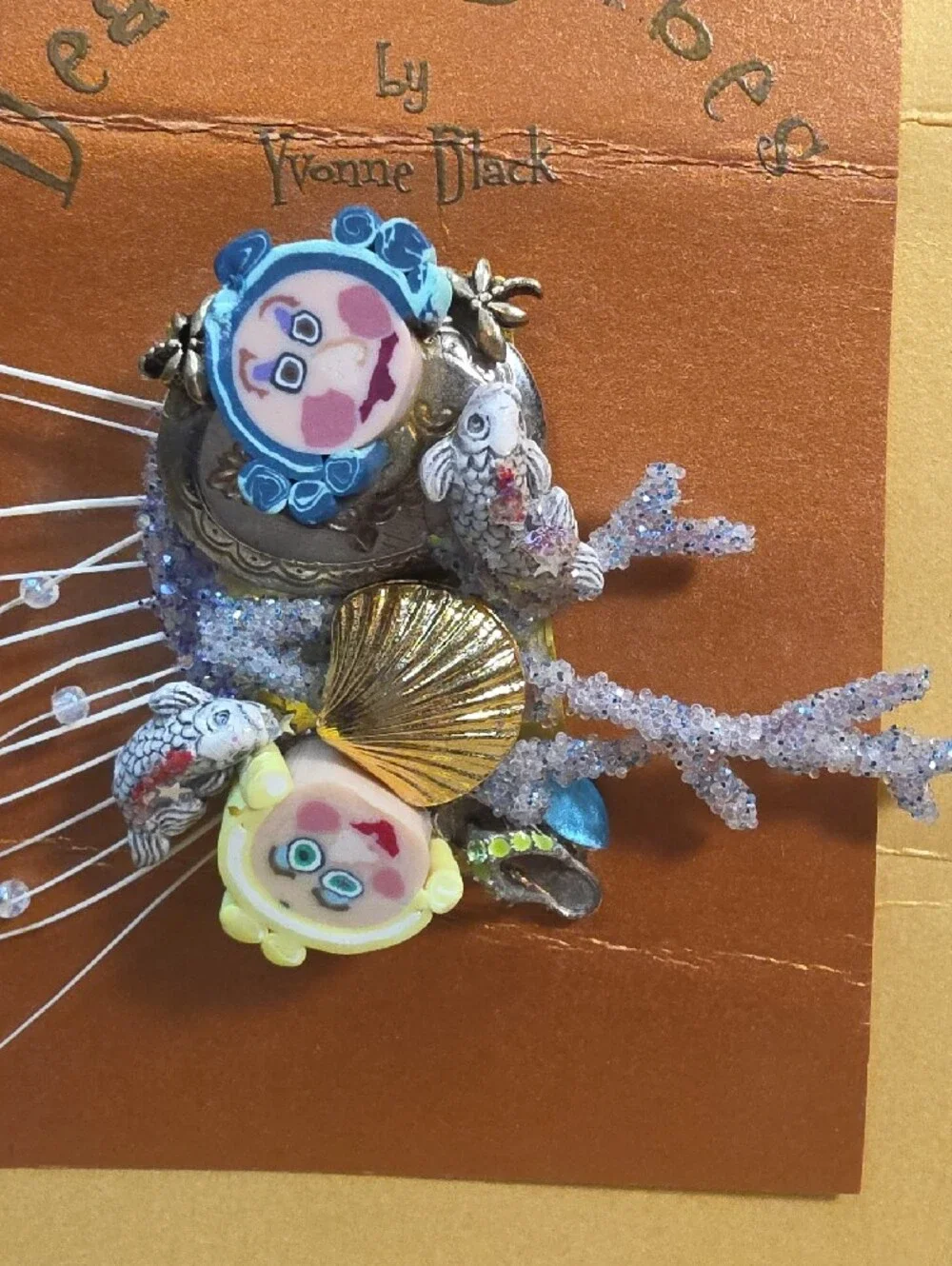 Beaded Babes Decorative Feather Brooch with Multicolor Accents